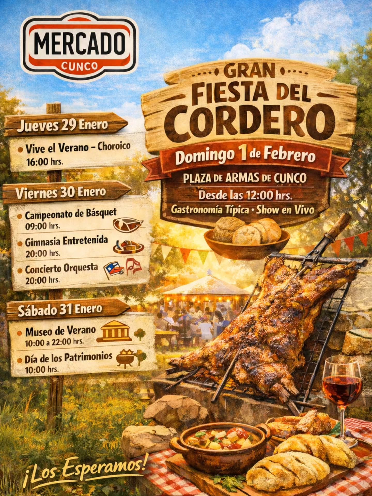 Gran Fiesta del Cordero Cunco 2025 - Gastronomía, shows y tradición en La Araucanía