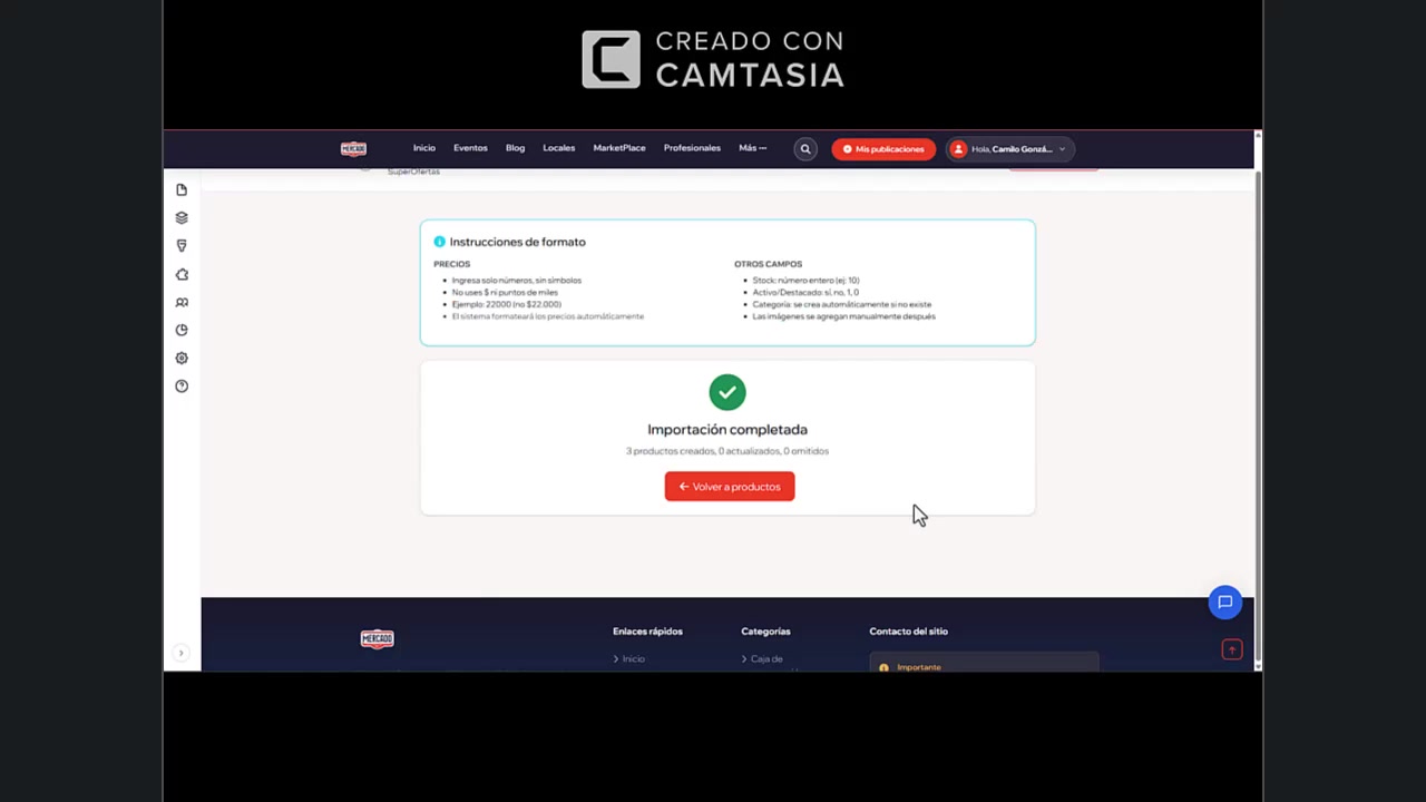 Importación exitosa