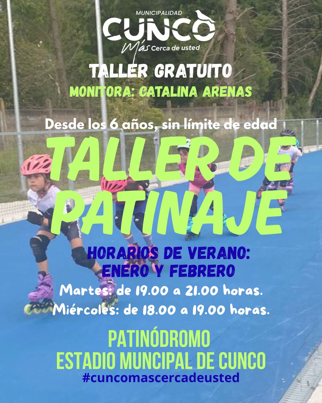 Taller de Patinaje Municipal en Cunco