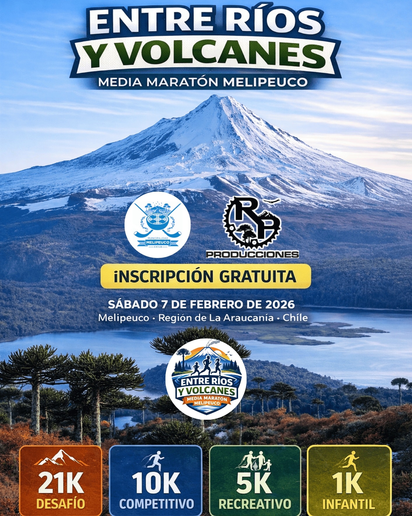 Primera Media Maratón Entre Ríos y Volcanes en Melipeuco