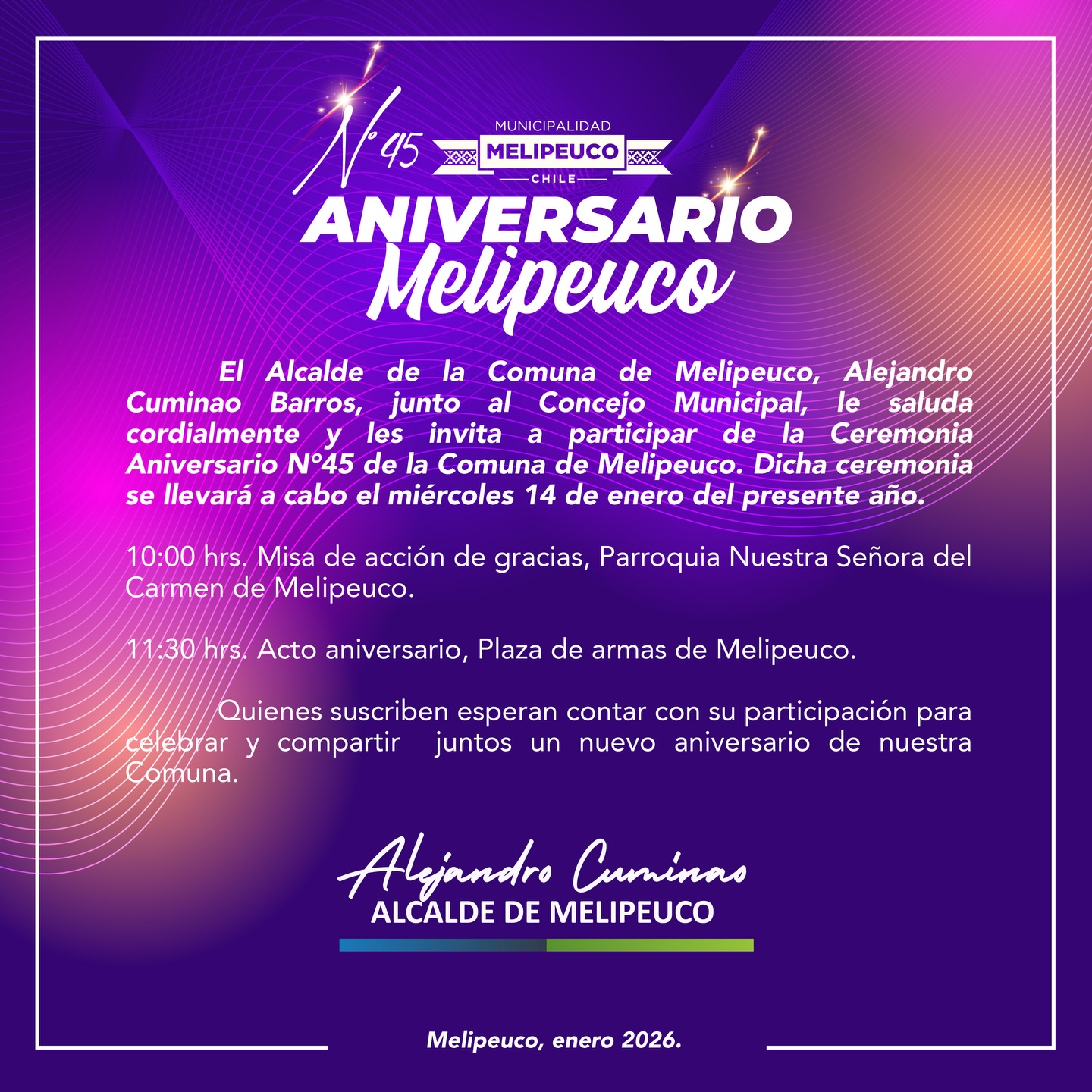 Conmemoración del 45° Aniversario de Melipeuco