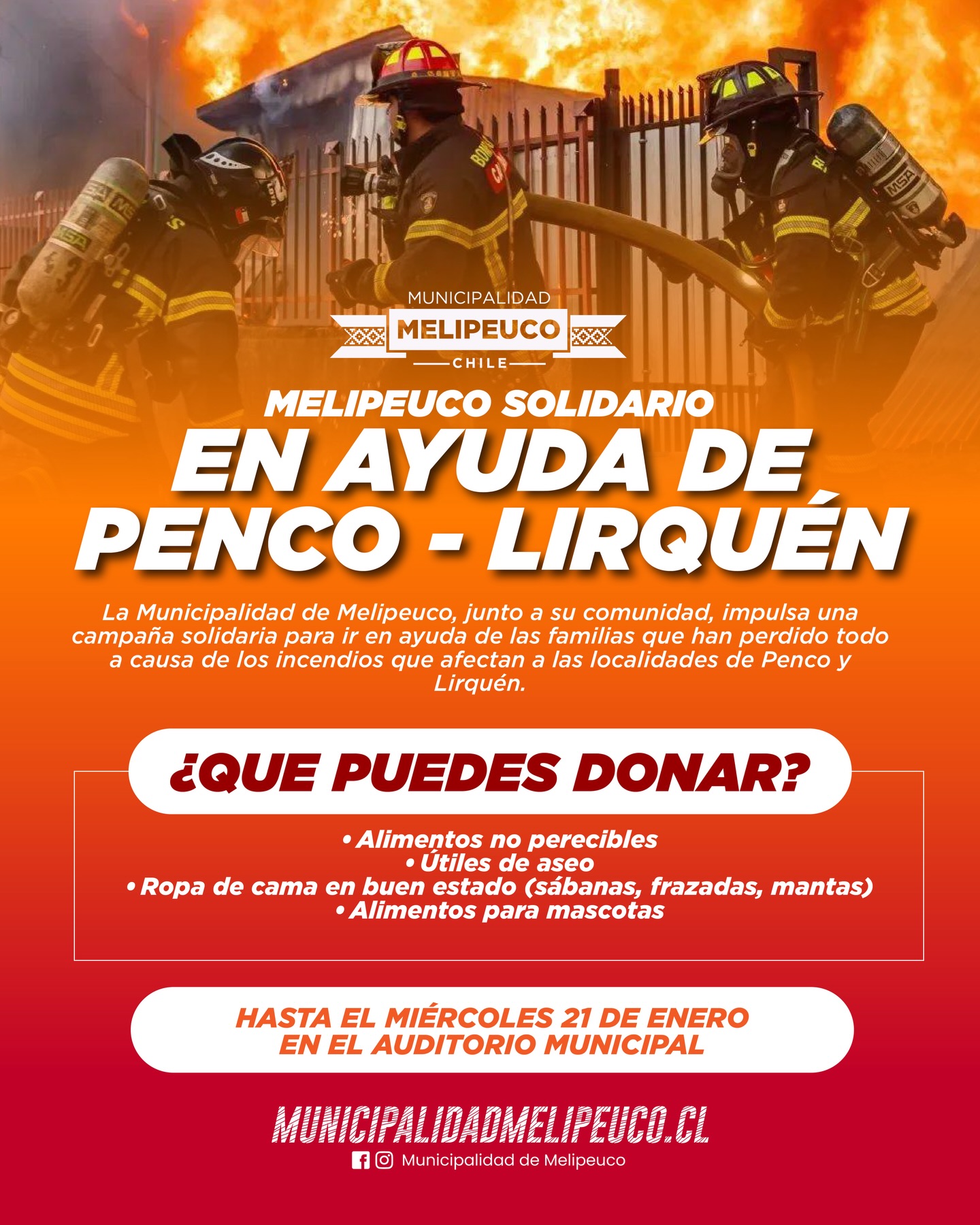 Campaña Solidaria de Melipeuco por Incendios en Biobío