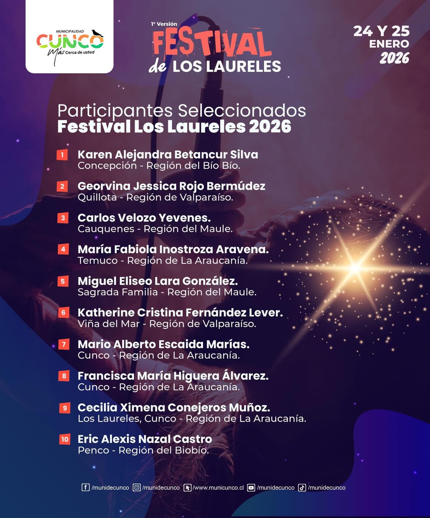 Festival de los Laureles 2026: Participantes Seleccionados