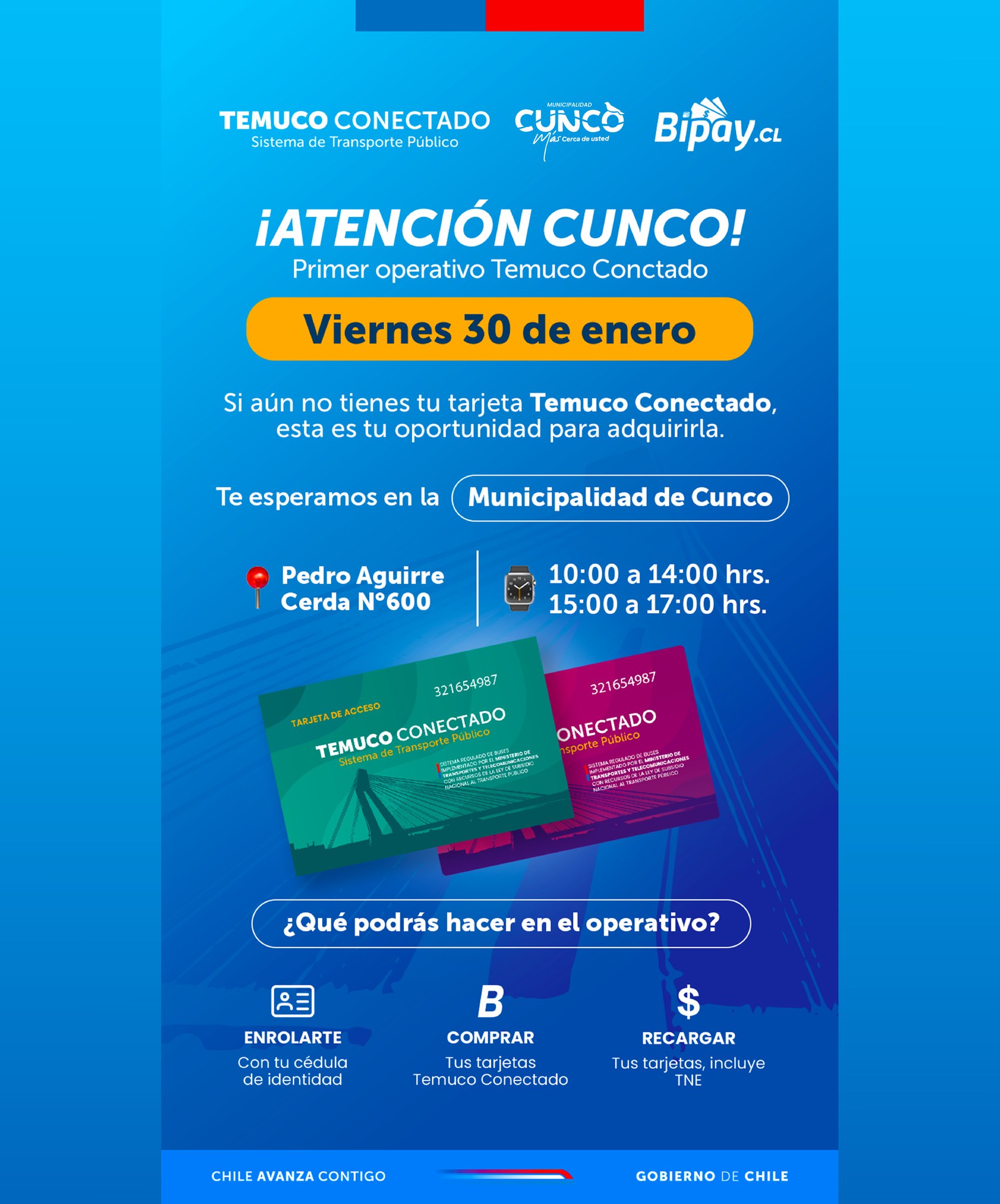 Operativo Tarjeta Temuco Conectado en Cunco