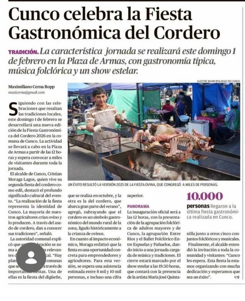 Fiesta Gastronómica del Cordero en Cunco - 1 de Febrero