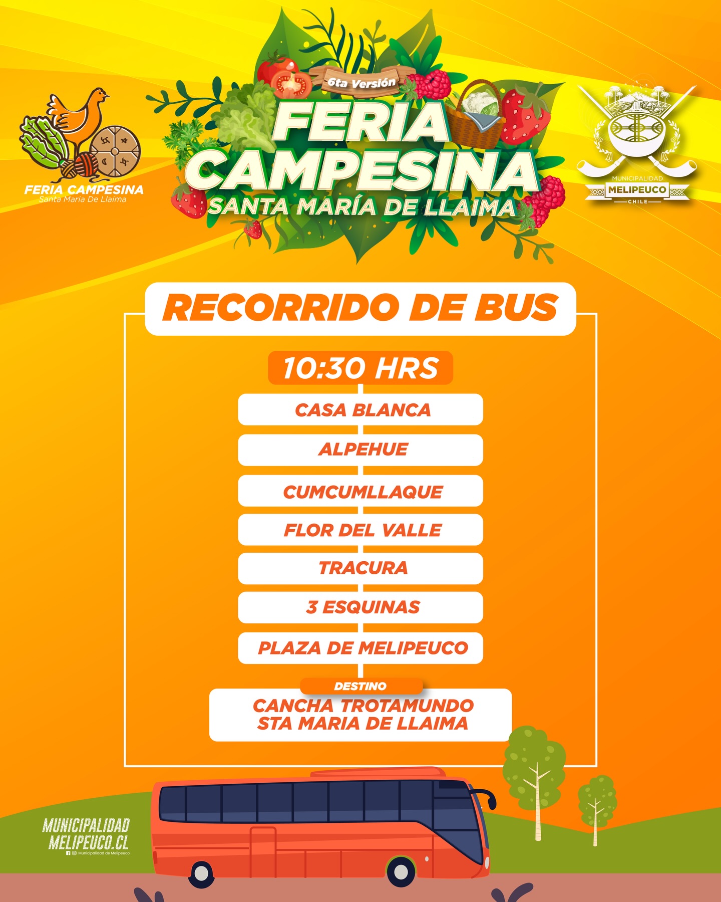Recorrido de Bus a la Feria Campesina en Melipeuco