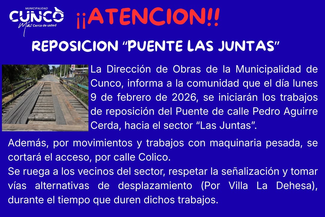 Reposición del Puente Las Juntas en Cunco