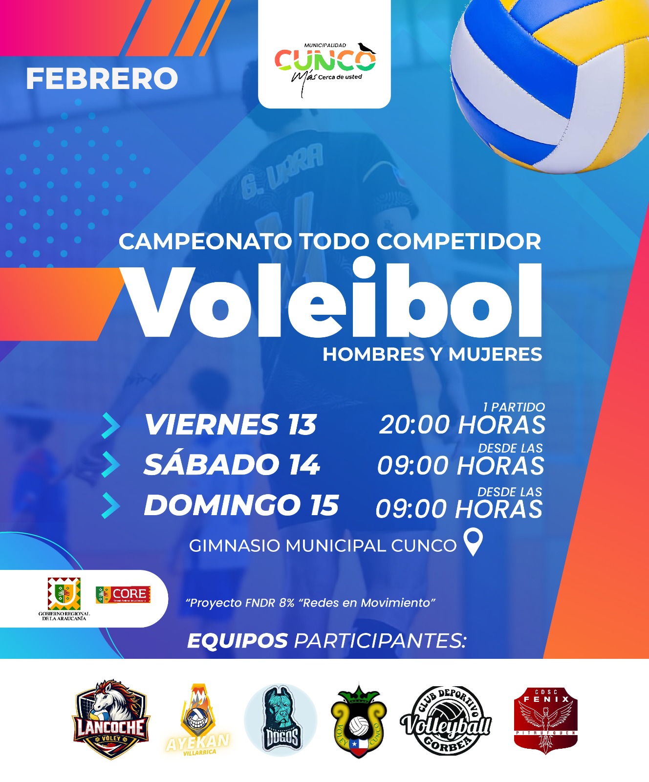 1er Campeonato de Voleibol - 13 Febrero: Partidos Iniciales