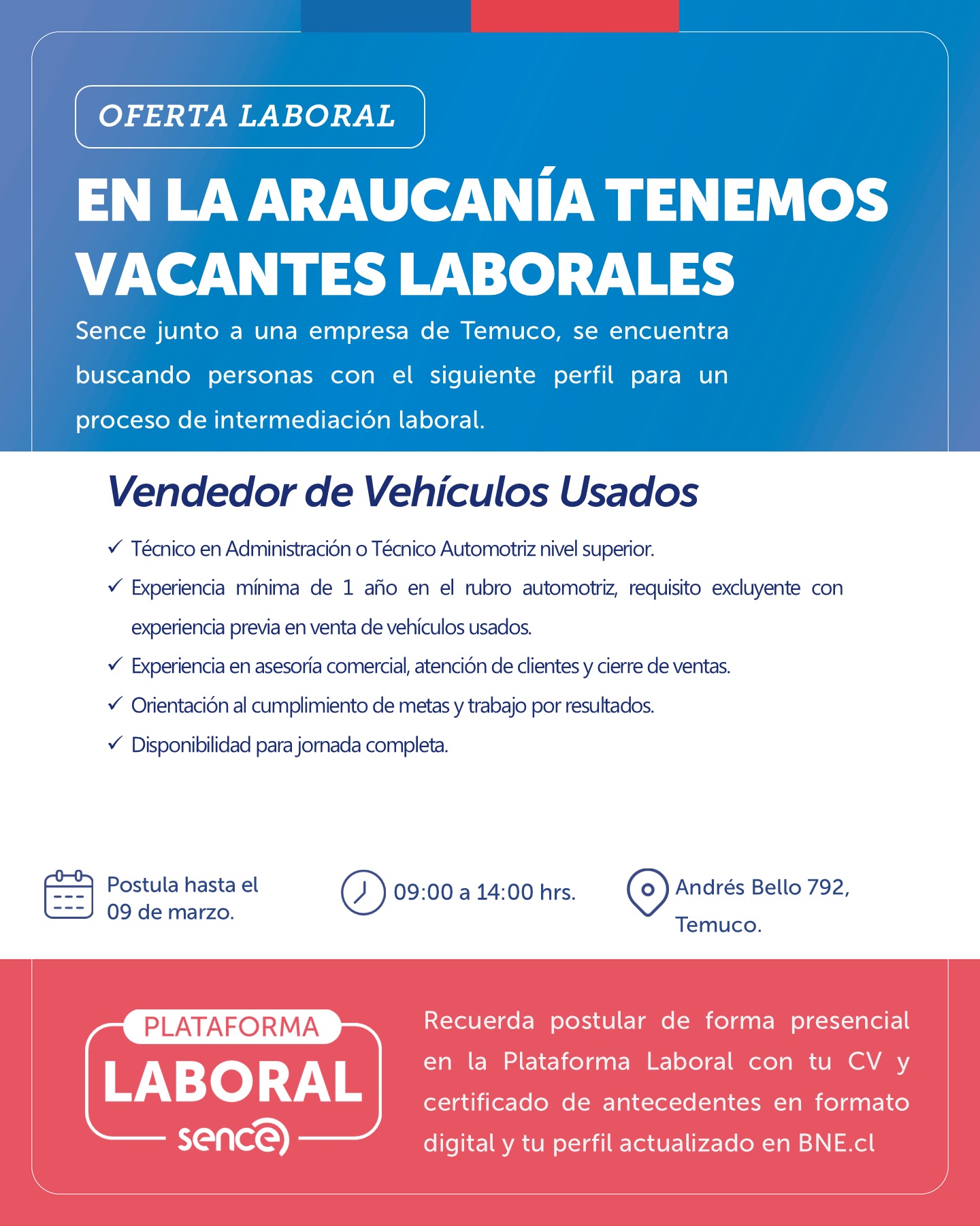 Vendedor de Vehículos Usados - SENCE Araucanía