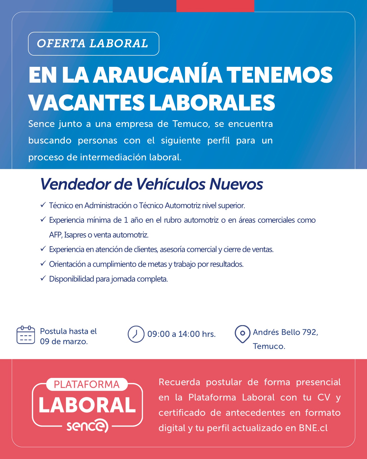Vendedor de Vehículos Nuevos - SENCE Araucanía