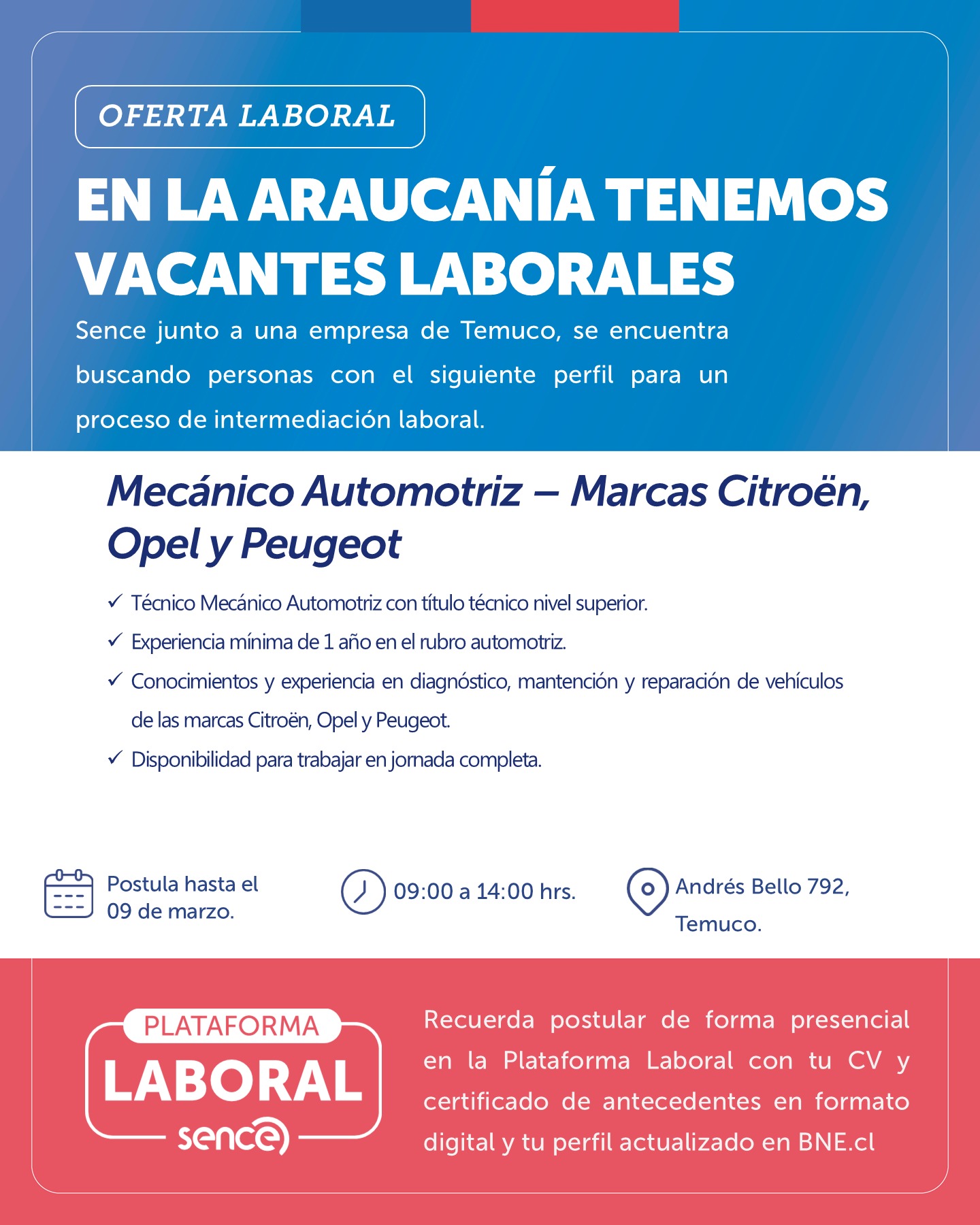 Mecánico Automotriz - SENCE Araucanía