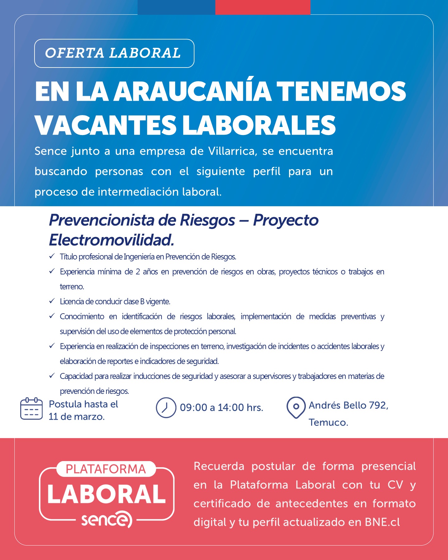Prevencionista de Riesgos - SENCE Araucanía