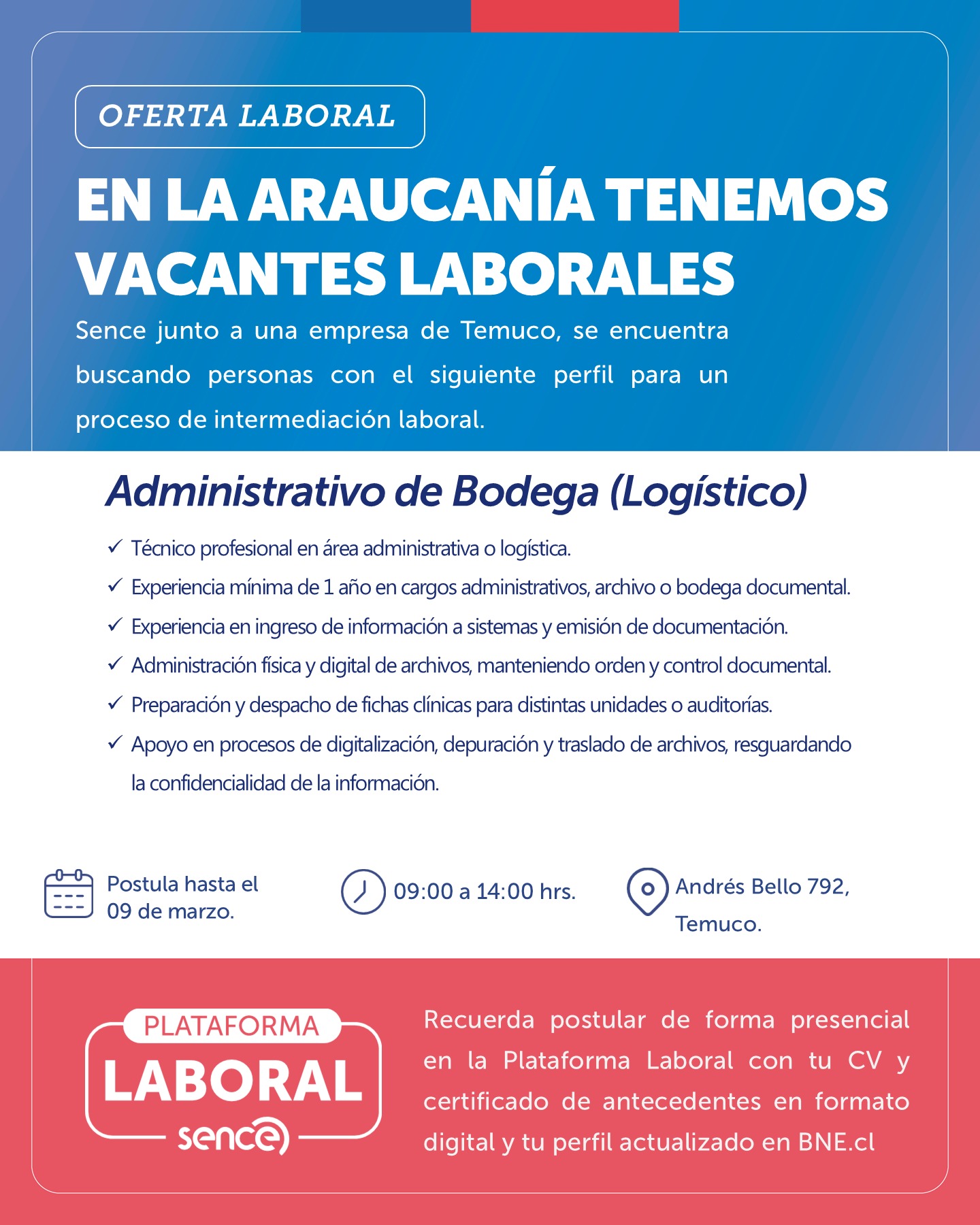 Administrativo de Bodega (Logístico) - SENCE Araucanía