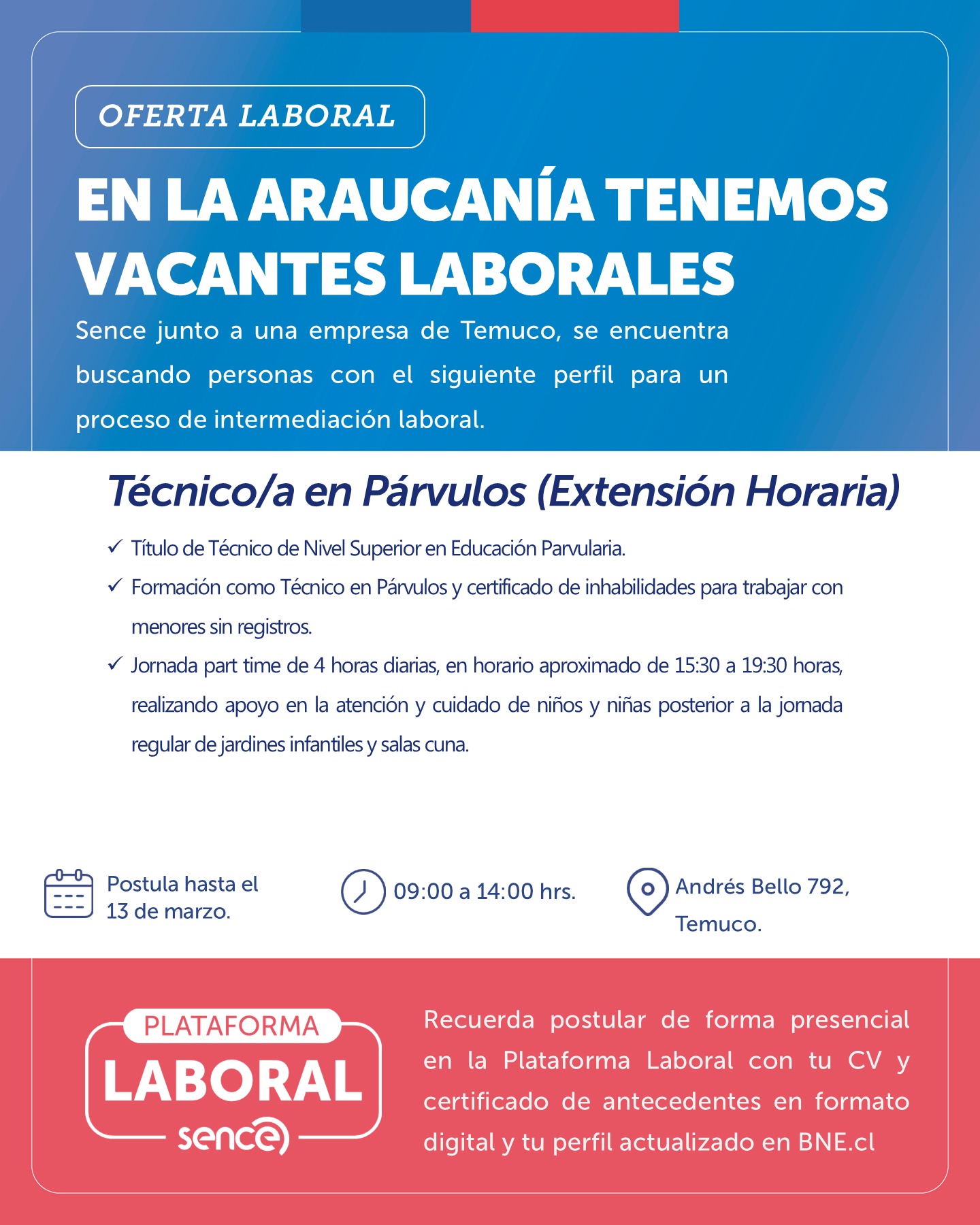 Técnico/a en Párvulos - SENCE Araucanía