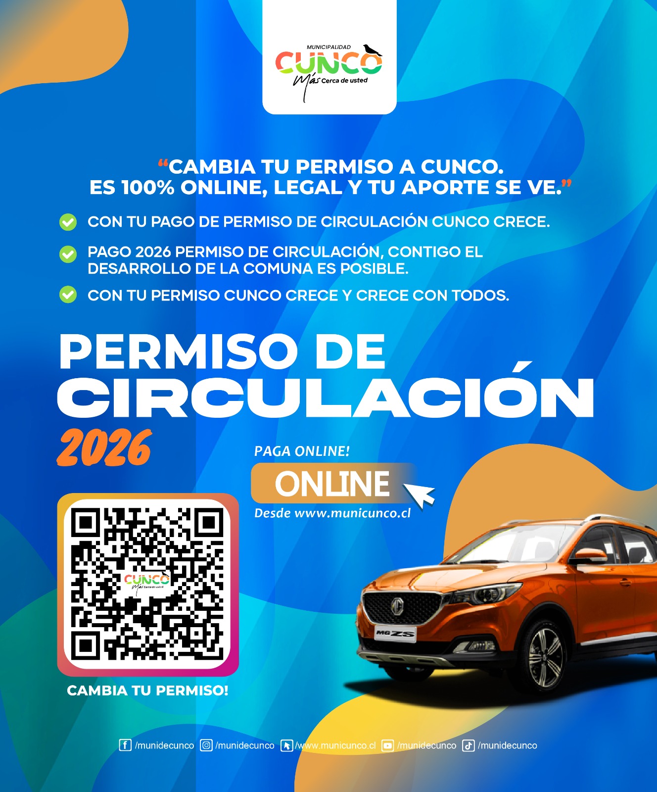Cambia tu Permiso de Circulación a Cunco 2026