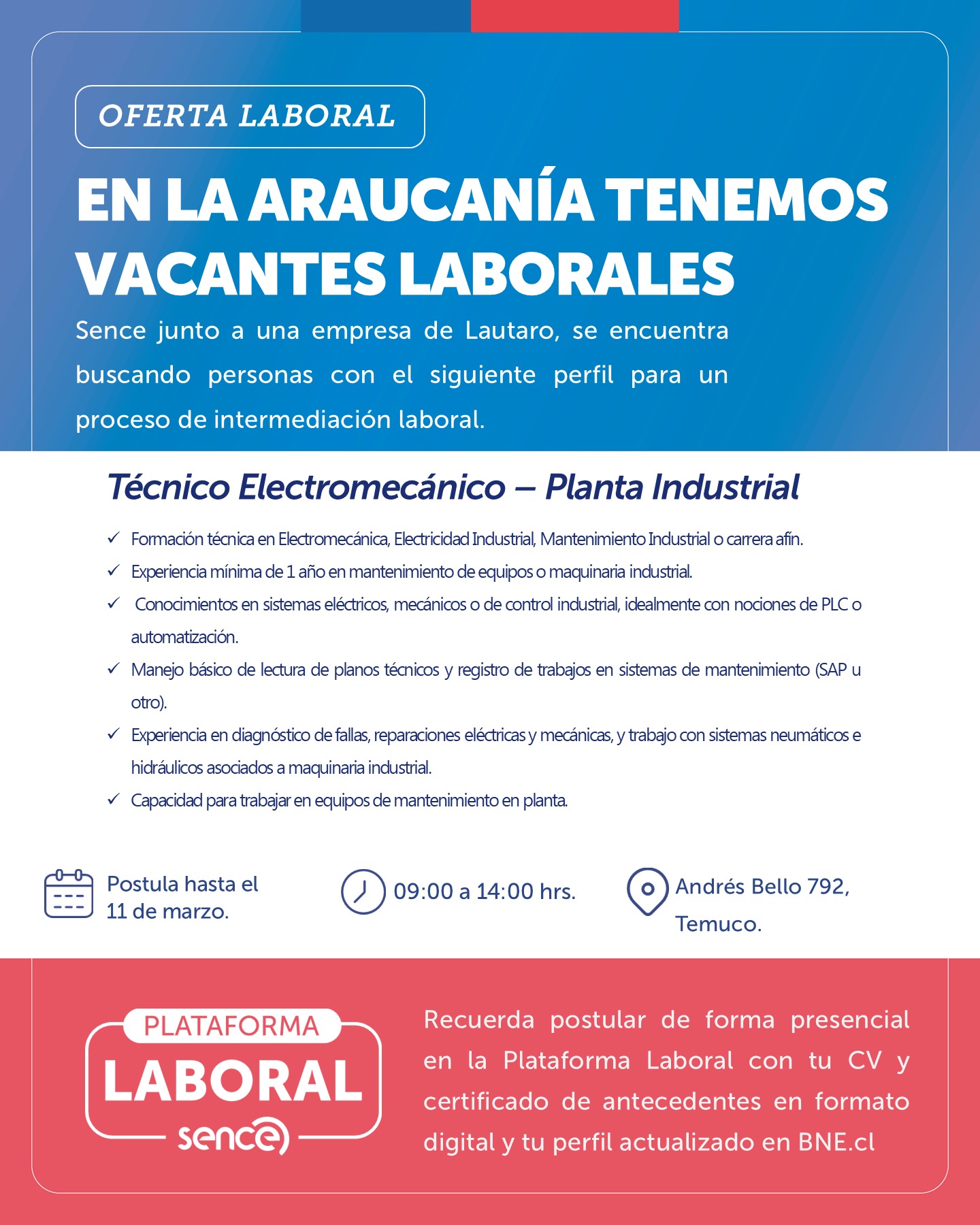 Técnico Electromecánico - SENCE Araucanía
