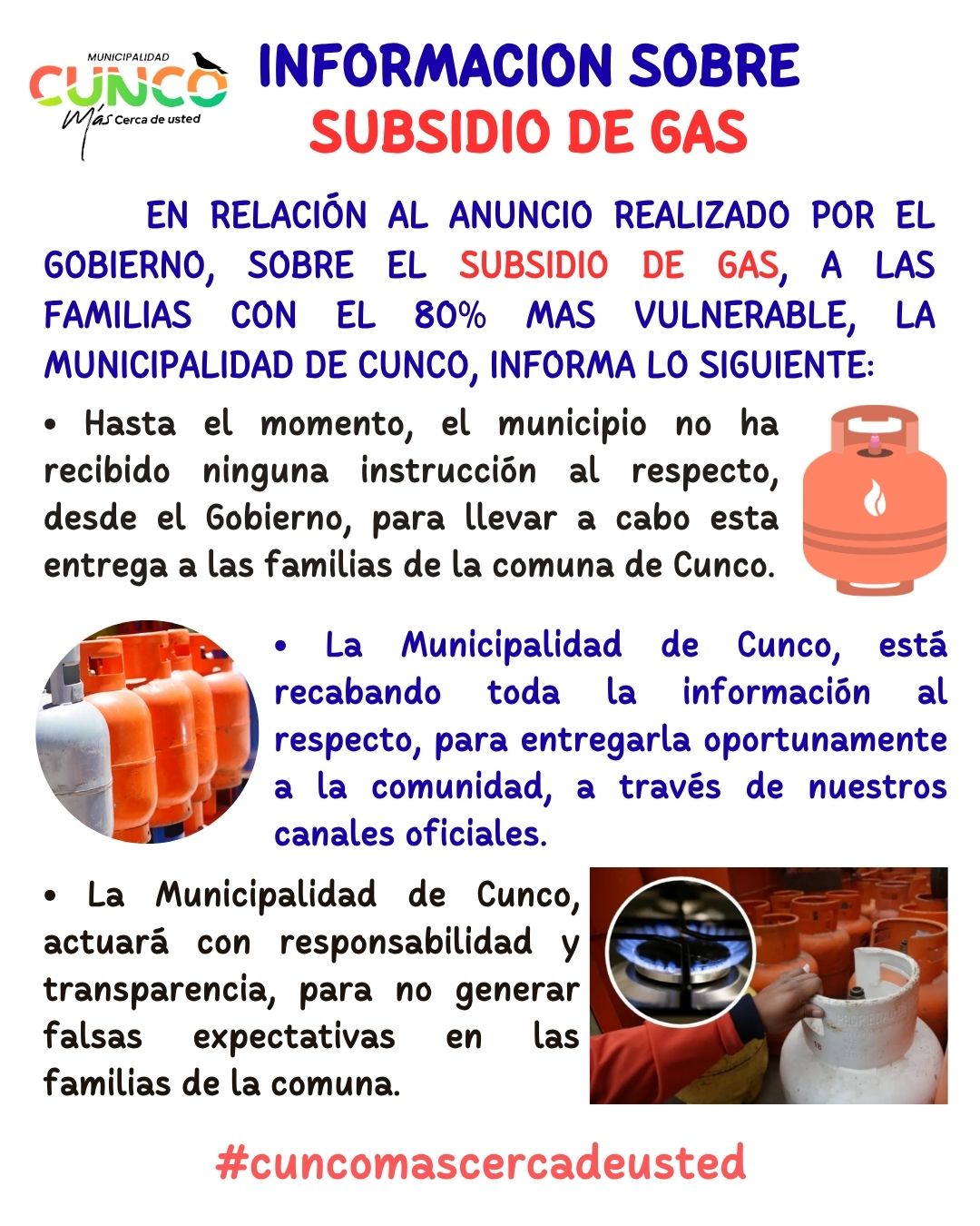 Información sobre Subsidio de Gas en Cunco