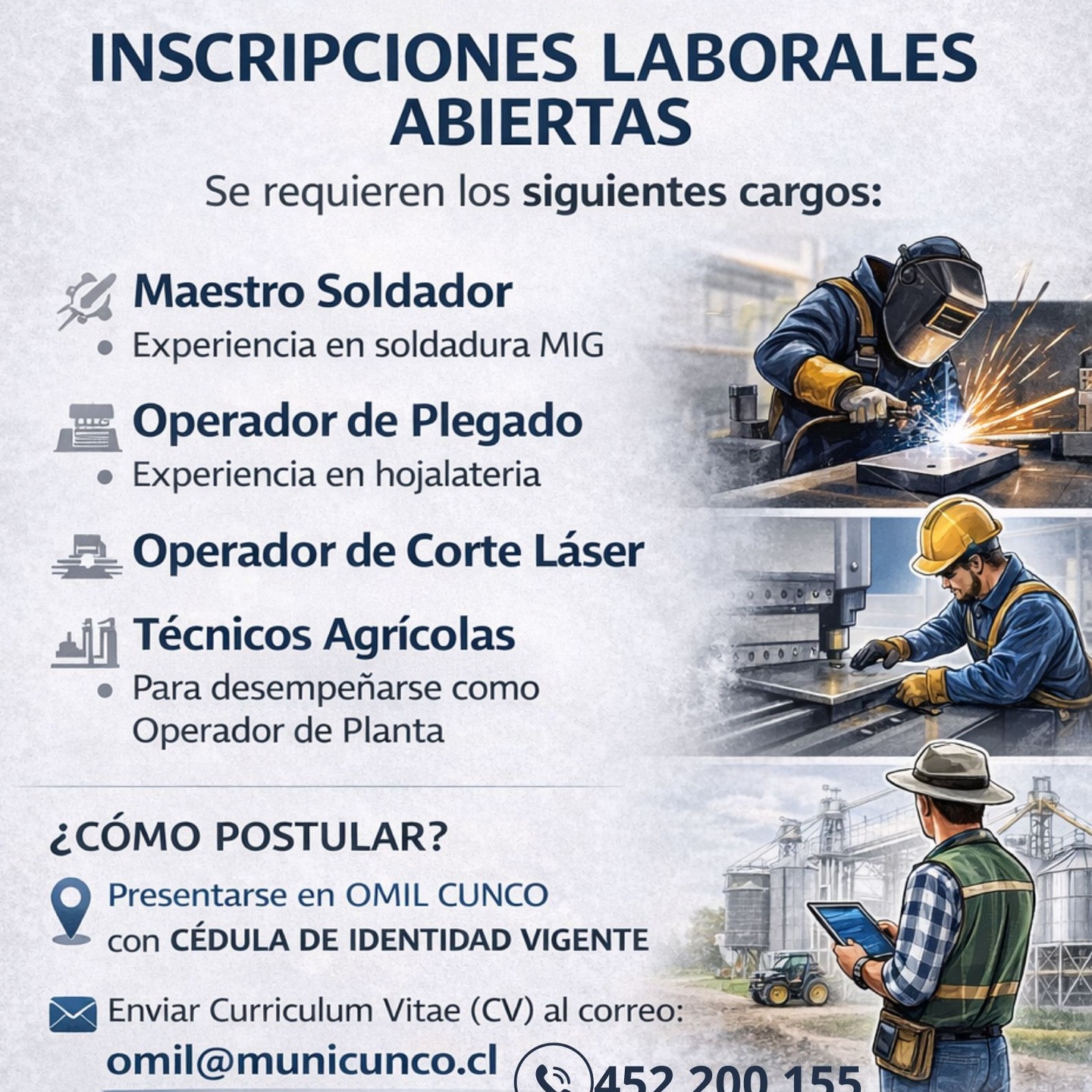 Inscripciones Laborales Abiertas - OMIL Cunco
