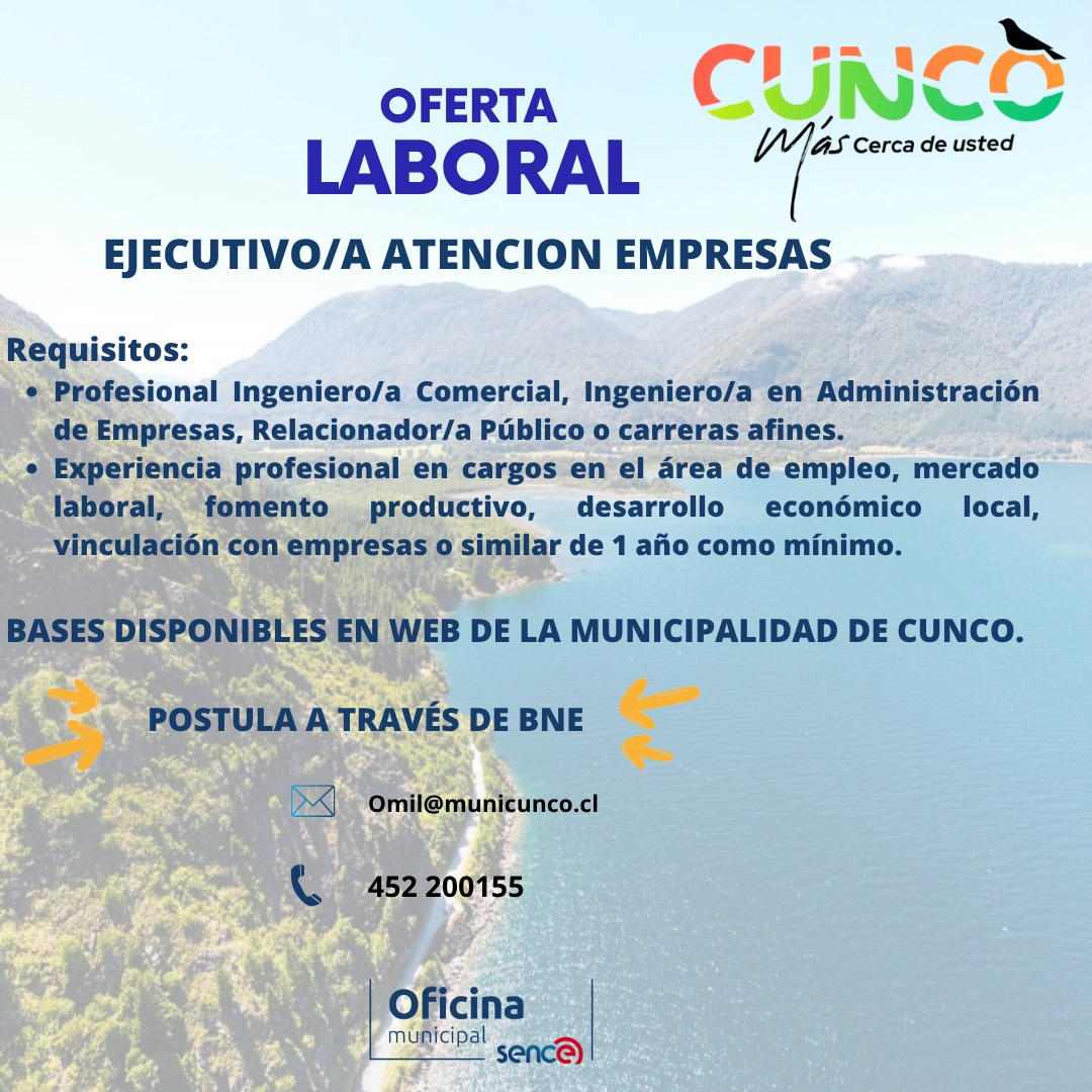 Ejecutivo/a Atención Empresas - OMIL Cunco