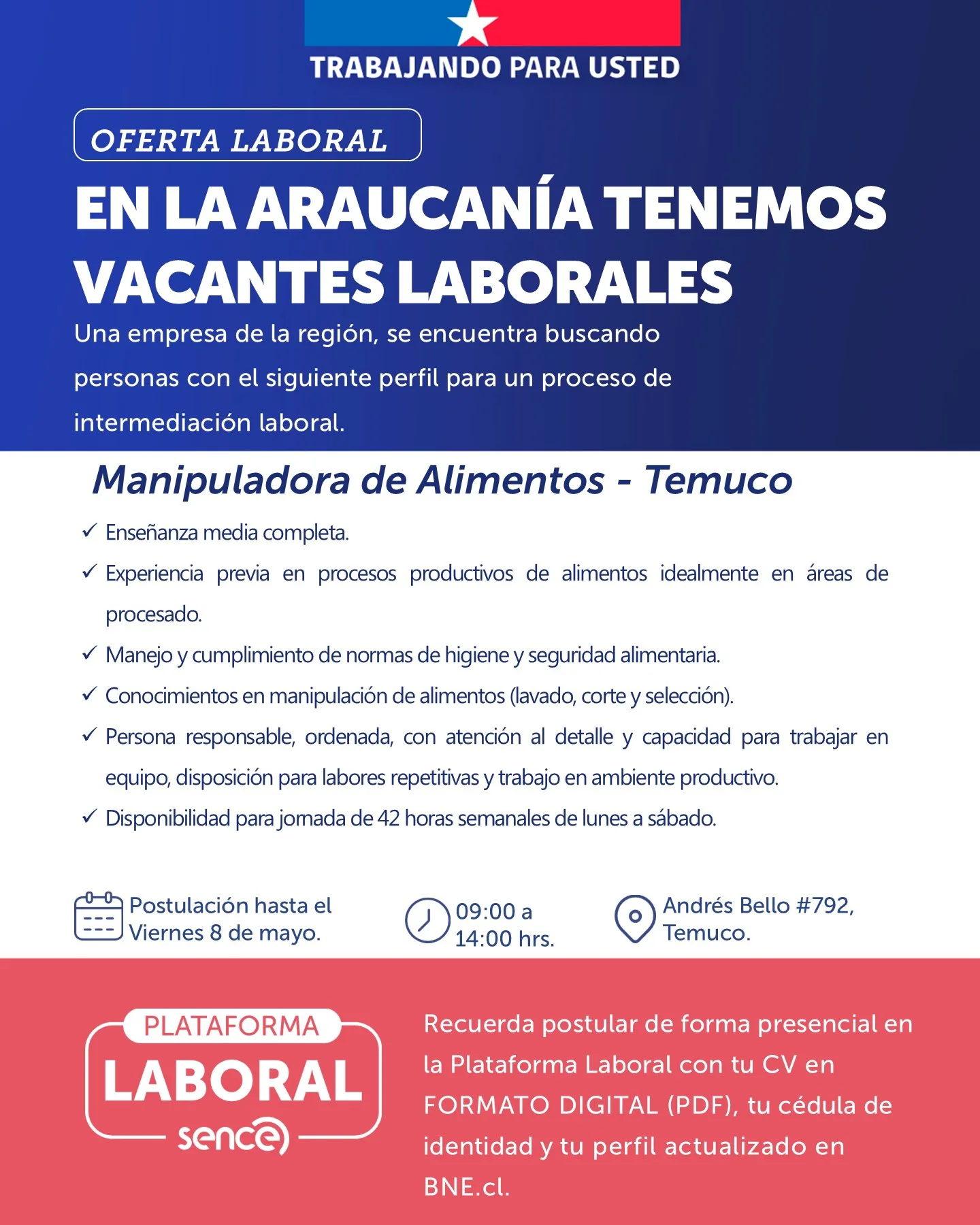 Manipuladora de Alimentos - SENCE Araucanía