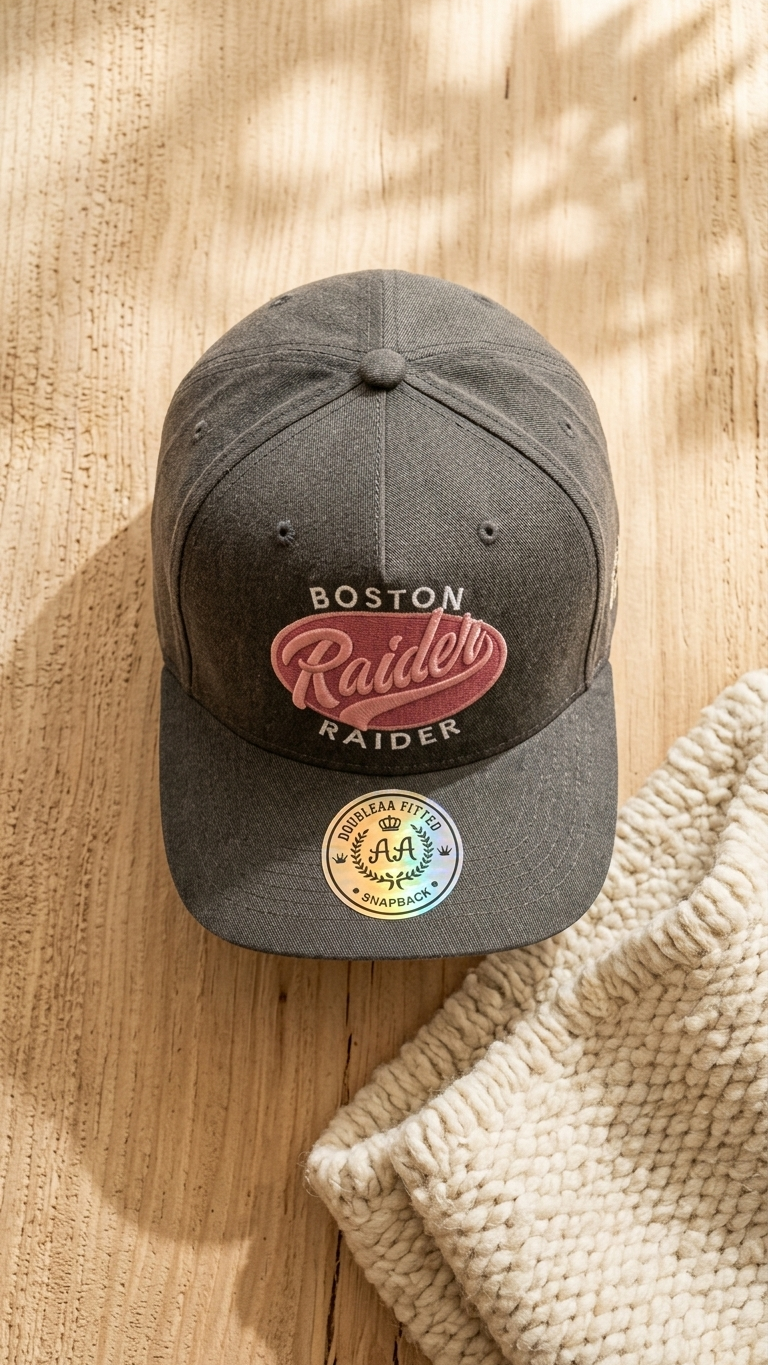 Boston Raider Snapback — Gris Carbón / Rosa