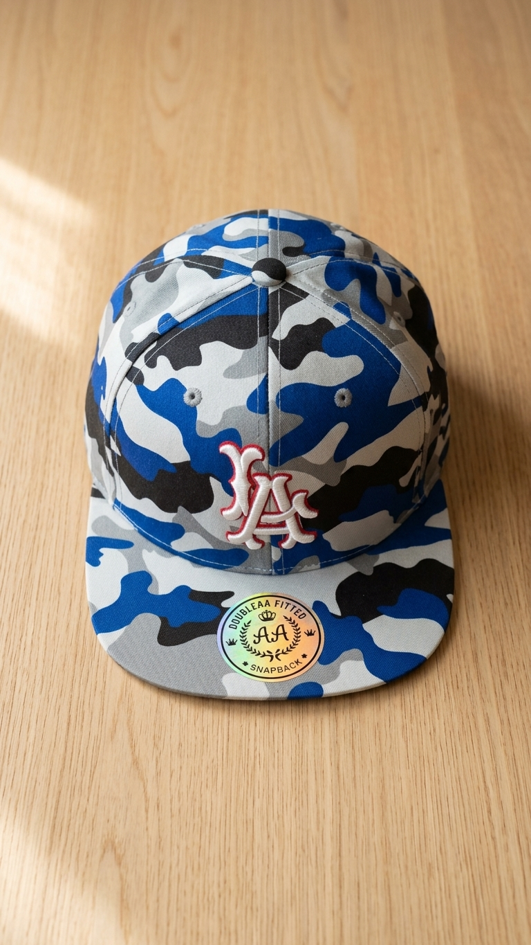 Gorra LA Snapback Camuflado Azul Urban | Double AA Fitted Chile — Edición Bold