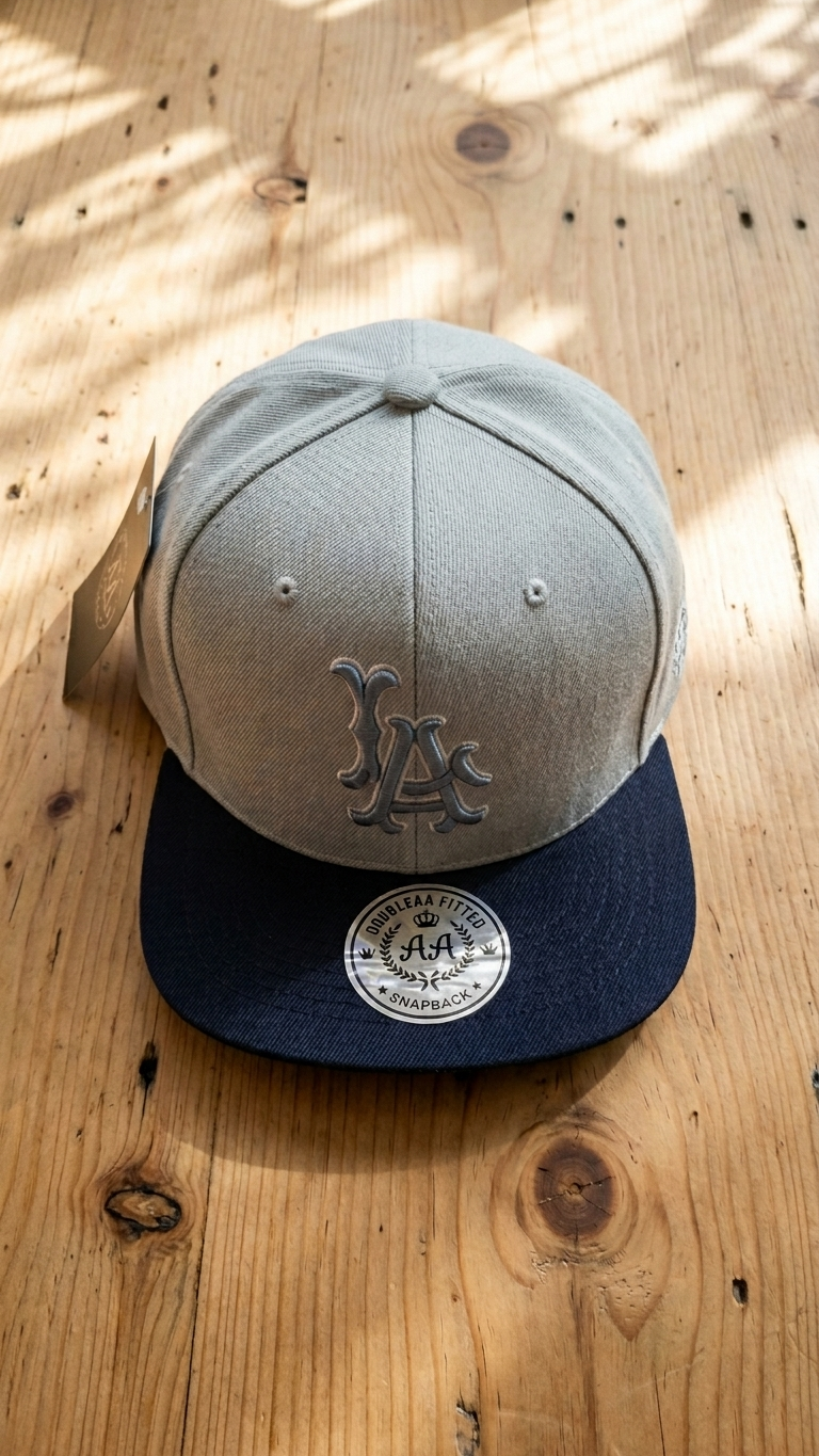 Gorra LA Snapback Gris Arena Visera Azul Navy | Double AA Fitted Chile