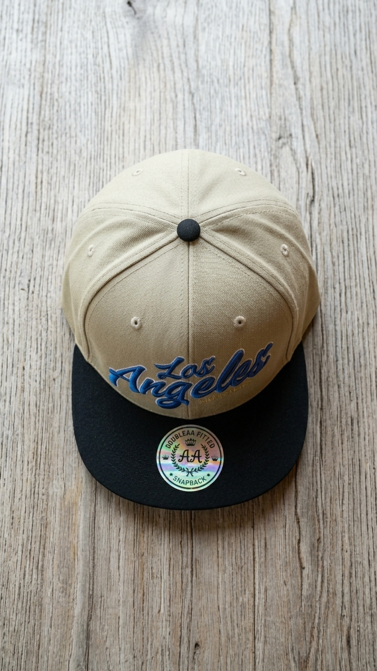 Gorra Los Angeles Snapback Khaki Visera Negra | Double AA Fitted Chile — Script Edition