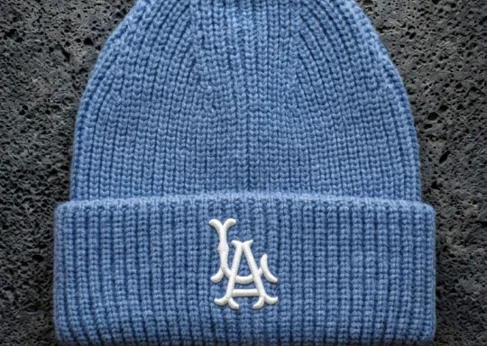 Gorro Beanie Azul Acero LA Bordado | Double AA Fitted Chile — Heritage Knit