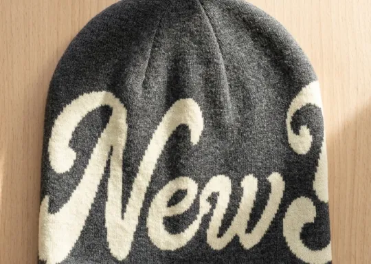 Gorro Beanie Carbón New York Script | Double AA Fitted Chile — Edición Oscura