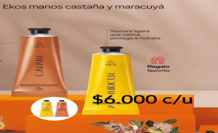 Cremas Natura Ekos manos Castaña y Maracuyá