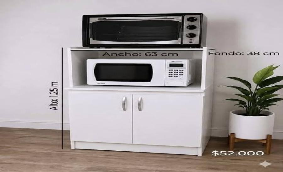 Mueble de melamina blanco para microondas