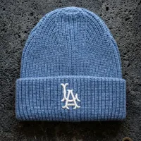 Gorro Beanie Azul Acero LA Bordado | Double AA Fitted Chile — Heritage Knit